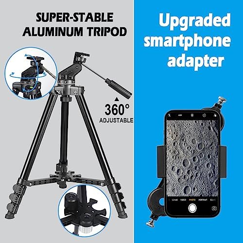 Celticbird Telescope for Adults High Powered, 80mm Aperture 600mm AZ Mount Refractor Telescope for Kids Beginners - Portable Telescopes for Adults Astronomy with Backpack, Phone Adapter, Moon Filter - Image 3