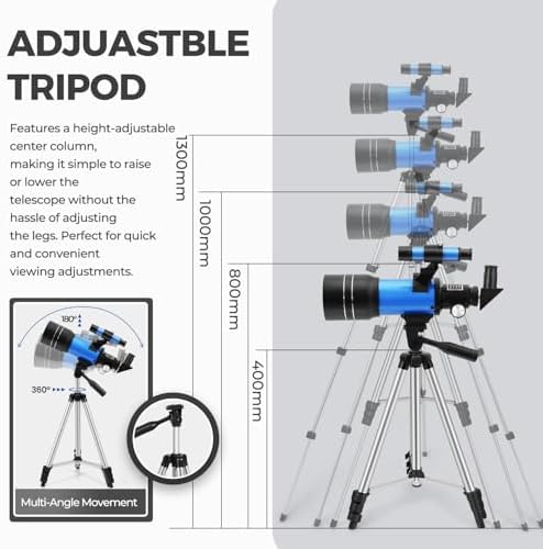 ESAKO Telescope for Kids & Beginners, 70mm Aperture Portable Telescopes with 3 Eyepieces, Height Adjustable Tripod & Phone Adapter & Remote Control Gift for Christmas - Image 3