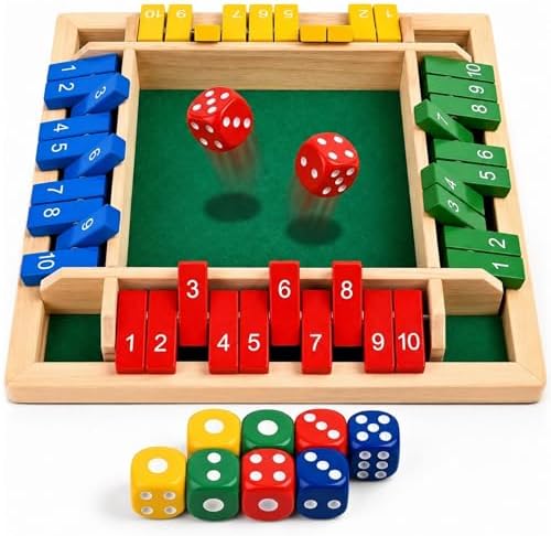 Shut The Box Classic Dice Board Game With Math Strategy For Family by Vindstier