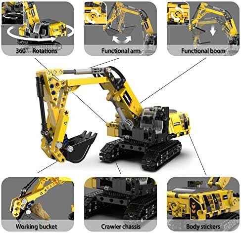 STEM Building Toys for 6 7 8 9 10 11 12 + Year Old Boys Gifts,Excavator Model Building Blocks Kit,Educational Learning Toys Construction Engineering Vehicle Digger Sets Birthday Gift for Kids(467 Pcs) - Image 3