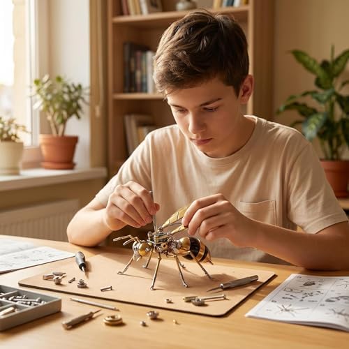 3D Metal Puzzle Model Mechanical Kits for Adults Teens Steampunk Hornet Insect 140+ Parts 2-3 Hours Build Assembly Cool Desk Decor Christmas & Birthday Gift for Men (Hornet) - Image 2