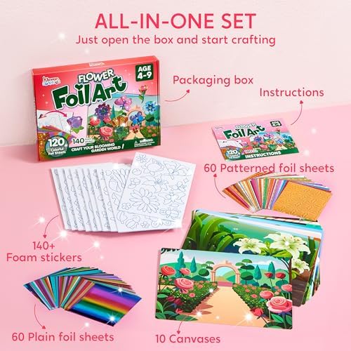 Klever Kits Foil Art Kit for Kids - Arts & Crafts Supplies, Mess Free Coloring, Flowers & Butterflies Foil Foam Stickers, Creative Travel Toys, Birthday Gifts for Boys & Girls Ages 4 and Up - Image 3