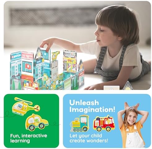 PicassoTiles Metro City Hospital Magnetic Tiles, STEM Building Set Ages 3+ - Image 5