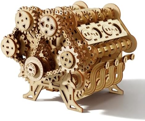 3D Puzzles for Adults - Wooden V8 Engine Model Kit by SurpriseGiftforKids