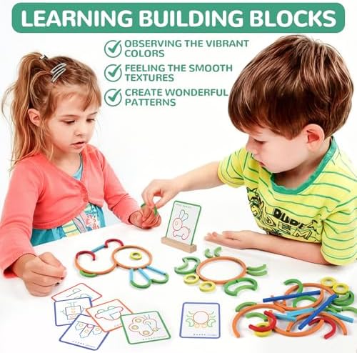 Montessori STEM Puzzle Toy for Kids Ages 3-6 – Wooden Educational Manipulative for Fine Motor Skills, Shape & Color Matching, Creative Building Activity Set for Preschool & Kindergarten - Image 3
