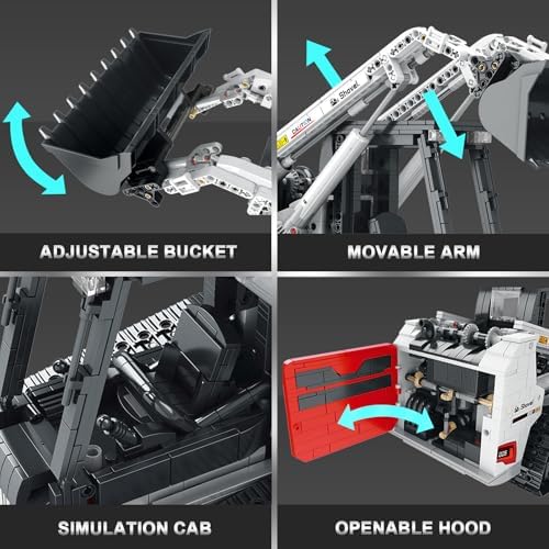 Reobrix RC Skid Steer Loader Building Set, 1227 PCS Motorized Construction Vehicle Model with 2.4GHz Remote & App Control, Liftable Arm, Tilting Bucket, LED Lights, STEM Gift for Adults & Teens 14+ - Image 3