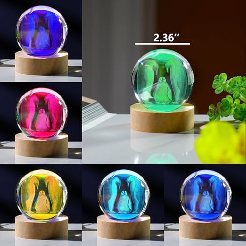 3D Penguin Gifts for Women - Crystals Ball 60mm - Glass Animals Figurine Penguin Decor Stuff for Anniversary, Birthday, Best Friend, Lovers Keepsake Paperweight - Image 5