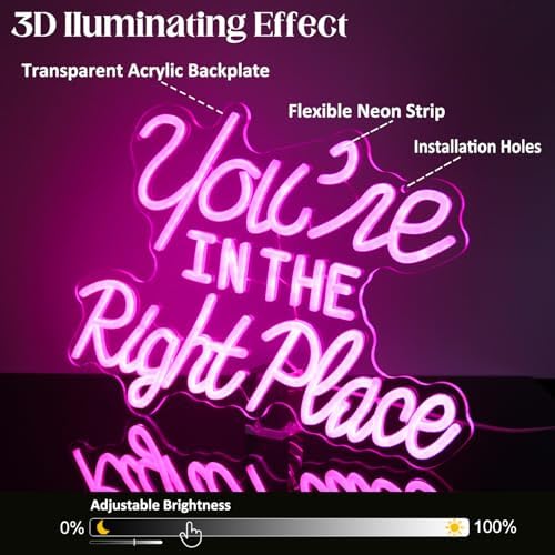 You're In The Right Place Neon Sign Letter LED Light for Gym Salon Decor - Image 5