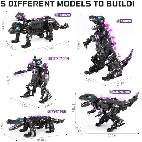 DOLIVE STEM 5 in1 Dinosaurs Building Kits for Kids Ages 8-14, Remote Control and App Controlled Dinosaur Figures Toy, Birthday Gift for 8 9 10 11 12+ Years Old - Image 5