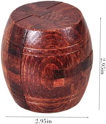 Handmade Powder Keg Wooden Puzzles Interlocking 3D Brain Teaser Puzzles Hidden Passage Mechanical Puzzle Magic Toy IQ Games 3D Puzzles for Kids and Adults (Rosewood) - Image 4