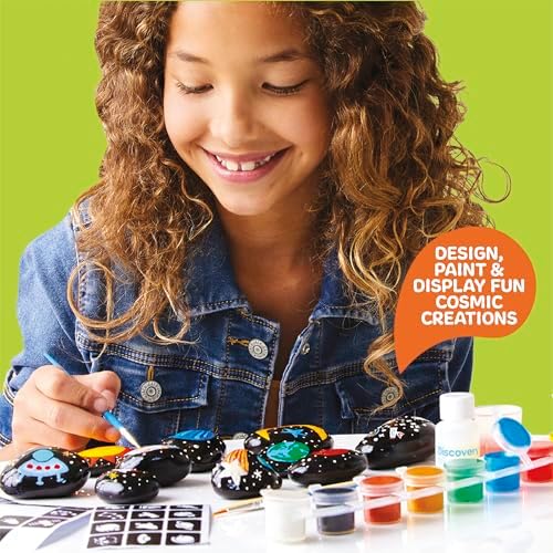 Discovery™ Solar System Studio Rock Art Kit, 35-Piece Space Craft Painting Set, Paint and Decorate Galaxy Rocks with Stencils, STEM Art Kit for Kids Ages 6+ - Image 3