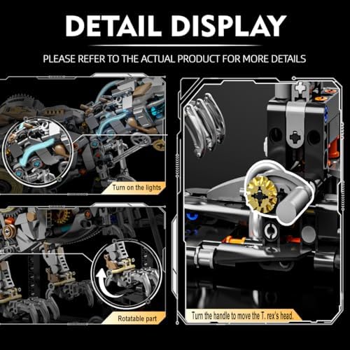 Mechanical T-Rex Building Set with Light, Compatible with LEGO Set-1268pcs - Image 3