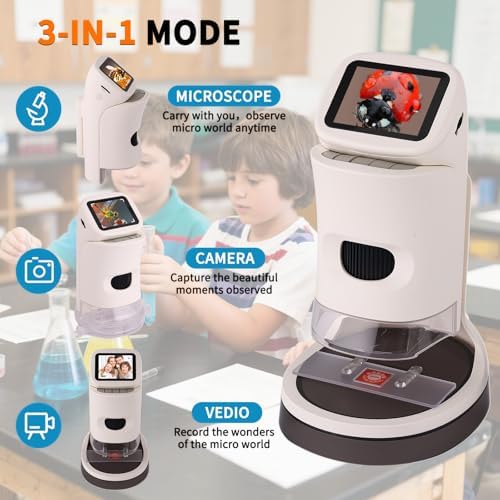 Microscope for Kids,1000X Magnification.Digital Microscope with 1080p 2" HD Screen,Photo & Video Recording,USB Rechargeable.Microscope for Kids 8-12 - Image 3