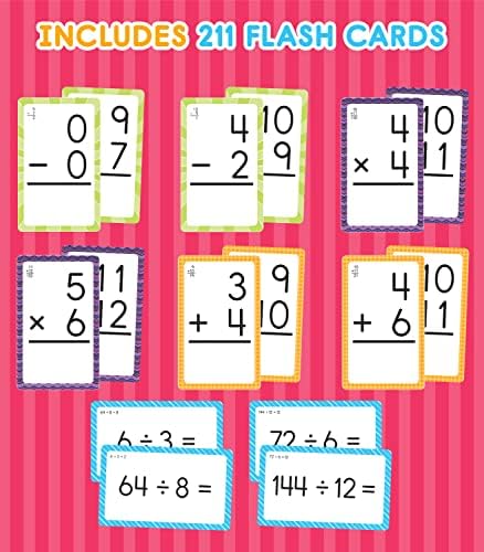 Carson Dellosa Addition, Subtraction, Division, and Multiplication Flash Cards, 4 Sets of Flashcards, Math Games for Kids 8-12, 3rd Grade Mathematics and Up (Pack of 12) - Image 3