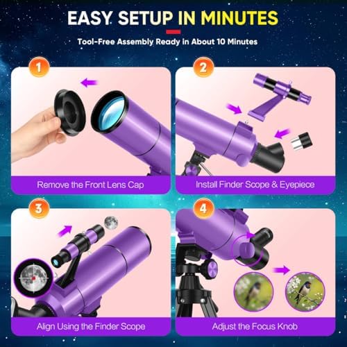 HETEKAN Telescope for Adults & Beginners, 80mm Aperture 500mm Refractor - Image 5