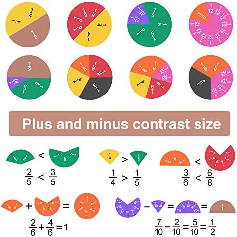 Meetory 134 Pcs Magnetic Fraction Tiles & Fraction Circles - Math Manipulatives for Preschool Elementary School Educational Resources Classroom Educational Kit - Image 4