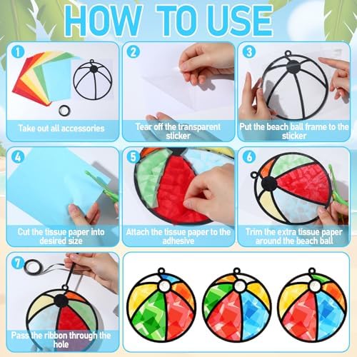 Qyeahkj 36Set Beach Balls Suncatchers Crafts Kit for Kids - Image 3