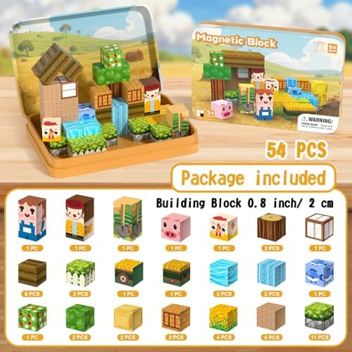 54PCS Travel Magnetic Blocks, Mini Magnet Toys for Kids,Magnetic Building Blocks Cube, Portable Magnetic Toys Set for kids 3-5, Stem Construction Stacking Toy 3+ Toddles Boys Girls Birthday Gifts - Image 2