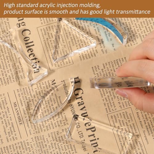 5 Pcs Prism Lenses Glasses Acrylic Triangular Prism Glasses Triangular Semicircular Rectangular Concave Convex Mirror Science Experiment Kit for Physics Lab Reflection Refraction Science - Image 4
