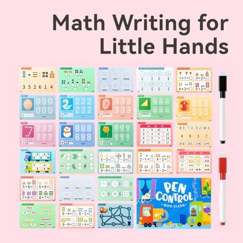 Number Tracing Pad, 30 Pages 123 Handwriting Book, Reusable & Erasable Pen Control Practice Montessori Educational On The Go Toy and Learning Tool for Road Trip Airplane Travel - Image 2