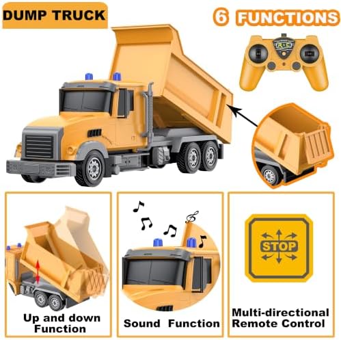 Remote Control Excavator and Dump Truck Toy Set, RC Excavator & RC Dump Truck with Lights and Sounds for Imaginative Play, Birthday Gifts for Toddlers Boys Girls - Image 4
