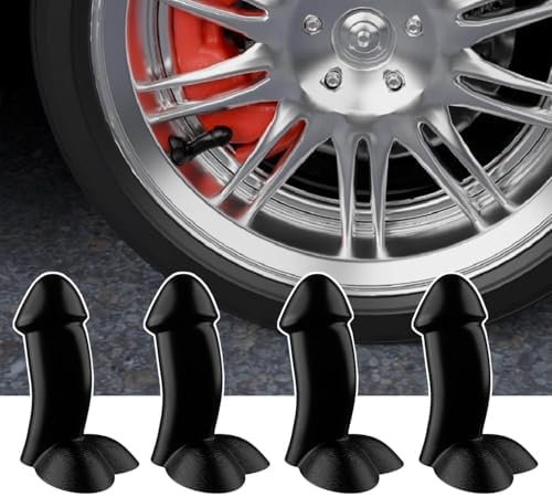 4 PCS Prank Tire Valve Stem Caps, Black Prank Valve Stem Caps Cover by Thebestautoparts