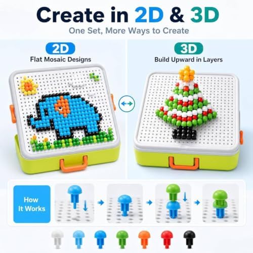 Toddler Puzzles Games for Kids 3-5, STEM Toys 3D Mushroom Nail Puzzle 460 Pieces Building Peg Kit DIY Creative Brain Teaser Puzzle Birthday Gifts for Boys Girls 3 4 5 6 7 8 Year Old - Image 4