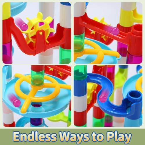 EagleStone 105PCS Marble Run Kit Marble Maze Construction Building Toy Set - Image 2