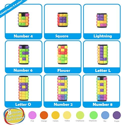 R.Y.TOYS Rotate and Slide Puzzle-Design Patent,Fidget Toys(Restore Order/Create Patterns) 8 Colors,4, 6 and 8 Layers-Detach Piece for Quick Play,Brain Teaser,Sensory Toy Gift,Easter Basket Stuffers - Image 2