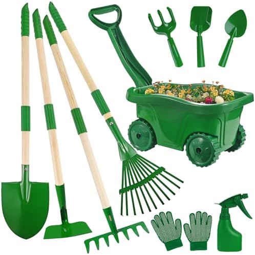 Duckura Kids Gardening Tools Set, Wheelbarrow Sets Outdoor Yard Toy Ages 3+ by Duckura