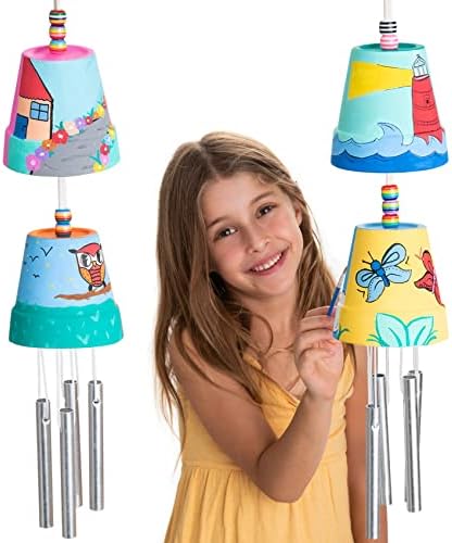 Make Your Own Wind Chime Craft Kit, 2-Pack – Large Bells, Stencils & Beads | DIY Arts and Crafts for Kids Ages 6–12 | Creative Gift for Boys and Girls by ROMISWAY