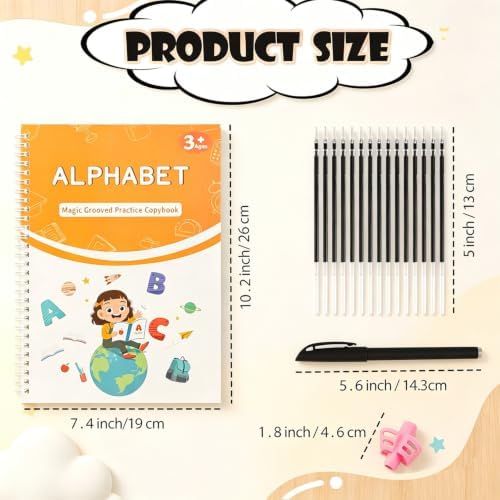Magic Grooved Writing Practice Books for Kids, Reusable Tracing Workbooks - Image 3