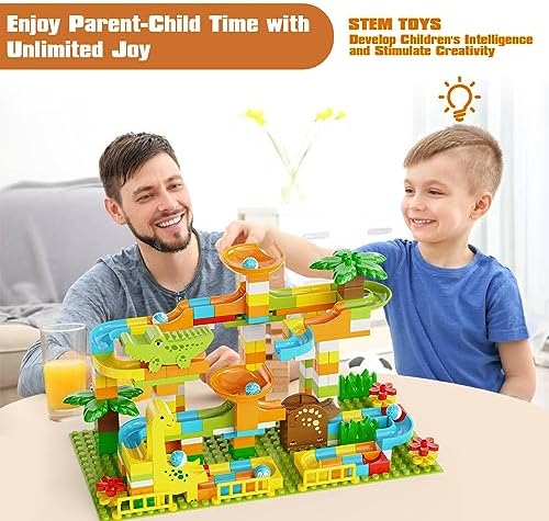 JIXIn Dinosaur Marble Runs for Kids 4-8 Building Blocks 187Pcs Compatible with LEGO DUPLOS for Age 3-5 - Marble Run for Kids Ages 3-5 - Montessori Toys - STEM Toys - Fun Dinosaur Toys for Kid Ages 3+ - Image 6