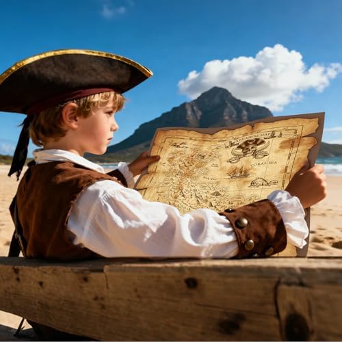 Retro Pirate Telescope Zoomable with Treasure Map 25x30 Spyglass Portable Collapsible Handheld Telescope Vintage Monocular for Kids & Survival Gear - Image 6