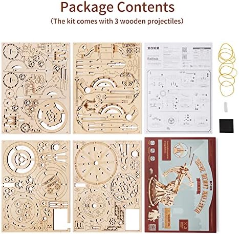 ROKR 3D Wooden Puzzles for Adults, DIY Wooden Ballista Launcher Toys Building Model Kits STEM Projects Toys for Adult - Image 6
