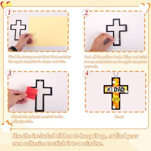 Renbuzhu 36PCS Fathers Day Crafts Bulk: Father's Religious Paper Suncatchers, Christian Sunday School Classroom Activity DIY Kits Gifts Decorations, Window Stained Glass Effect Art Supplies - Image 5