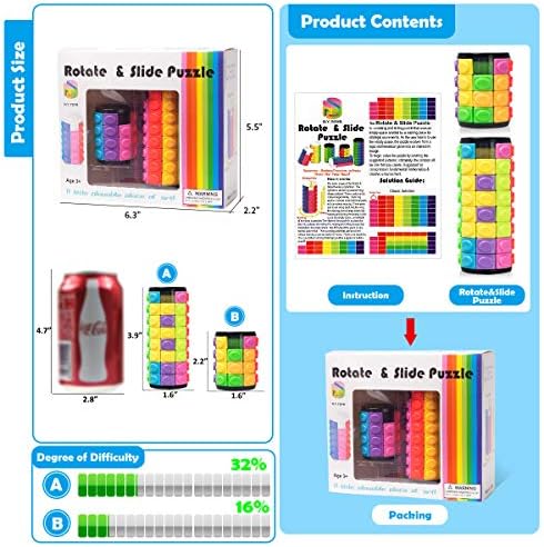 R.Y.TOYS Rotate and Slide Puzzle-Design Patent,Fidget Toys(Restore Order/Create Patterns) 8 Colors,4 and 8 Layers-Detach Piece for Quick Play,Brain Teaser,Sensory Toys Gifts,Easter Basket Stuffers - Image 5