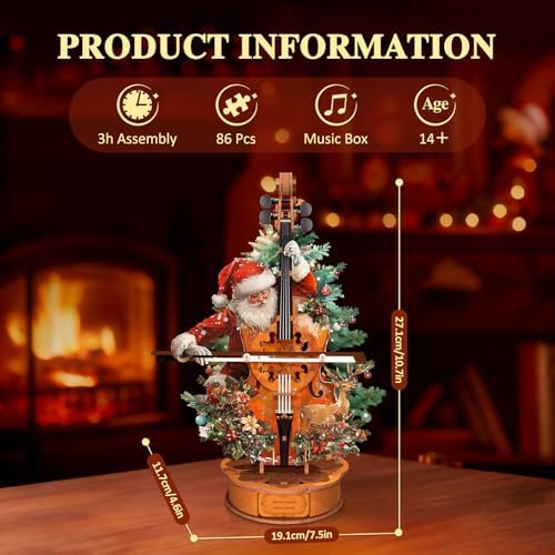 3D Wooden Puzzle Music Box for Adults-Christmas Cello Puzzle - Image 6