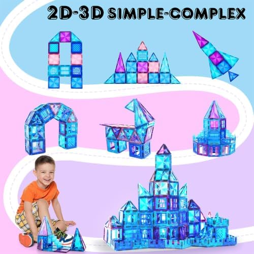 AFUNX Diamond Magnetic Tiles,116PCS Sturdy-Build STEM Toys for Kids - Image 5