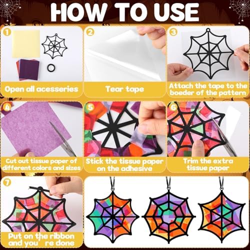 Qyeahkj 36 Set Halloween Spider Web Suncatchers Crafts Kit for Kids - Image 4