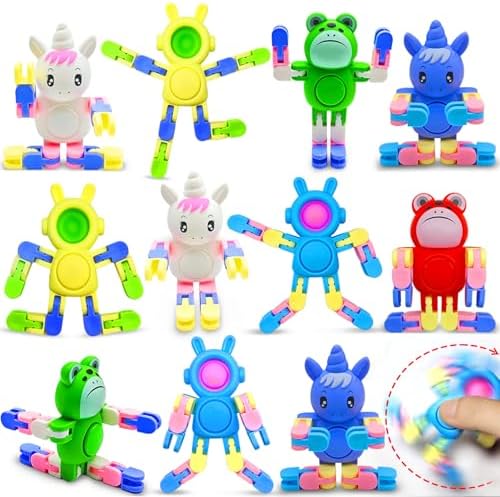 12 Pack Fidget Spinners Toys Transformable Animal Bunny Unicorn ,Stress Relief Sensory Toys for Boys Girls Toddler Teens Party Favors for Kids Goodie Bag Stuffers Filler Birthday Gifts Travel Toys by AMENON