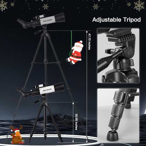 FREE SOLDIER Telescope 70mm Aperture 500mm Refractor Telescope for Adults High Powered - Professional Astronomical Refracting Telescope for Adults Beginners with Phone Adapter and Carry Bag White - Image 5