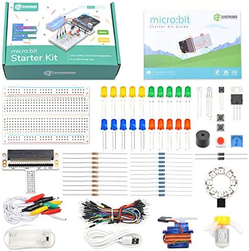ELECFREAKS microbit Starter Kit 24 Accessories Micro:bit Basic Coding Electronics Kit, microbit Makecode Learning Kit with Guidance Manual (Without Micro: bit) by EFELECFREAKS