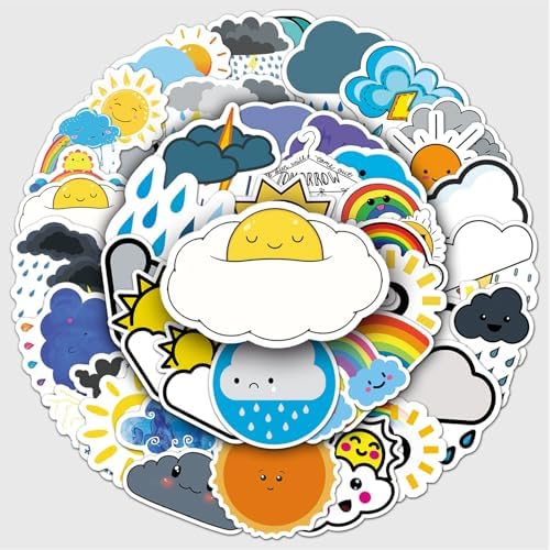 50 Pcs Fun Weather Stickers, 1.96-3.15inch Cartoon Meteorology Decorative Stickers, Self-Adhesive for Scrapbooking, Kids' Room Decoration, Science Popularization Setup (Weather) - Image 5