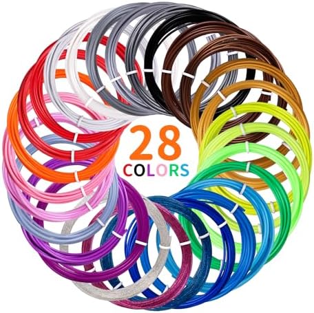 Kretrum 28 Colors 3D Pen Filament Refills Compatible with SCRIB3D MYNT3D PIKA3D 3D Pen for KidsPer Color 10 Feet 1.75mm PLA 3D Printing Pen Filament Refills, NOT FIT 3Doodler Start Pen by Kretrum