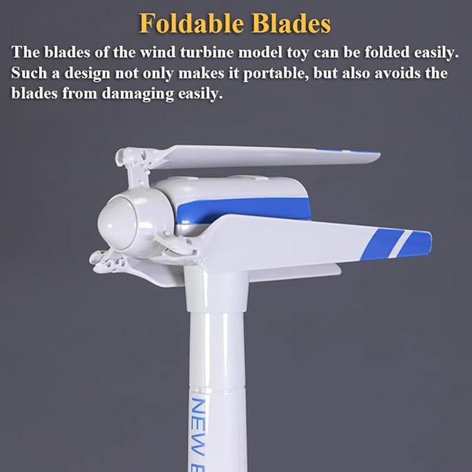 Wind Turbine Model, 21.65 Inch Large Size Generator Windmill Toy Science Kit STEM Experiment With Wind-up Rotatable Blades