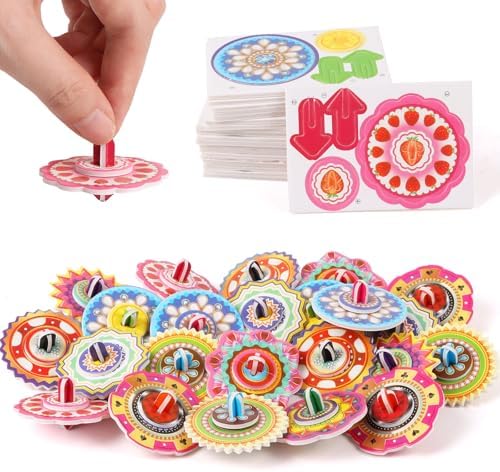 CCINEE 30 Pack Mini Paper Spinning Top Puzzles for Kids by CCINEE