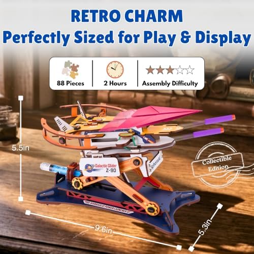 2-in-1 Hydraulic Paper Airplane & Dart Launcher 3D Wooden Puzzle - Image 3