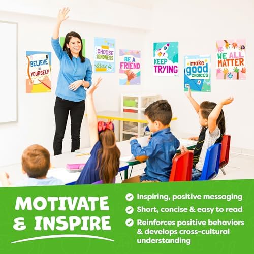 Motivational Posters for Classroom Decor - 14pc Inspirational Positive Affirmation Classroom Posters Middle School High School Elementary - Back to School Supplies Decorations Bulletin Board Wall - Image 3