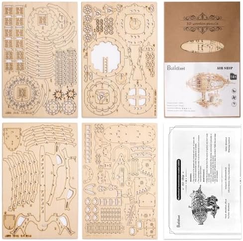 3D Wooden Puzzles for Adults,Wooden Toy for Kids and Adults,Model Building Kit,Educational Brain Teaser,Best Educational Christmas Birthday Day Gift for Friends (Wooden Airship) - Image 7